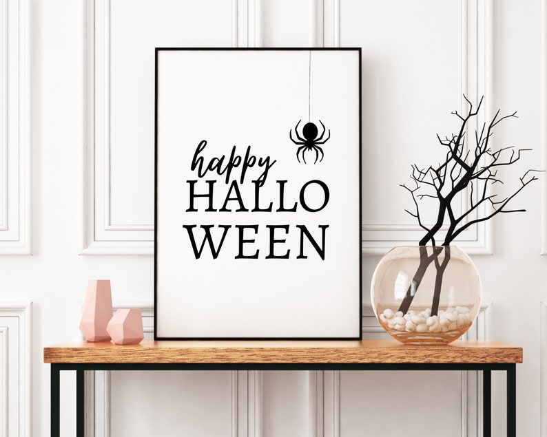 Happy Halloween Sign, Halloween Wall Art, Halloween Decor, Halloween Prints, Fall Sign, Spooky Wall Art, When Witches Go Riding in the Night image 2