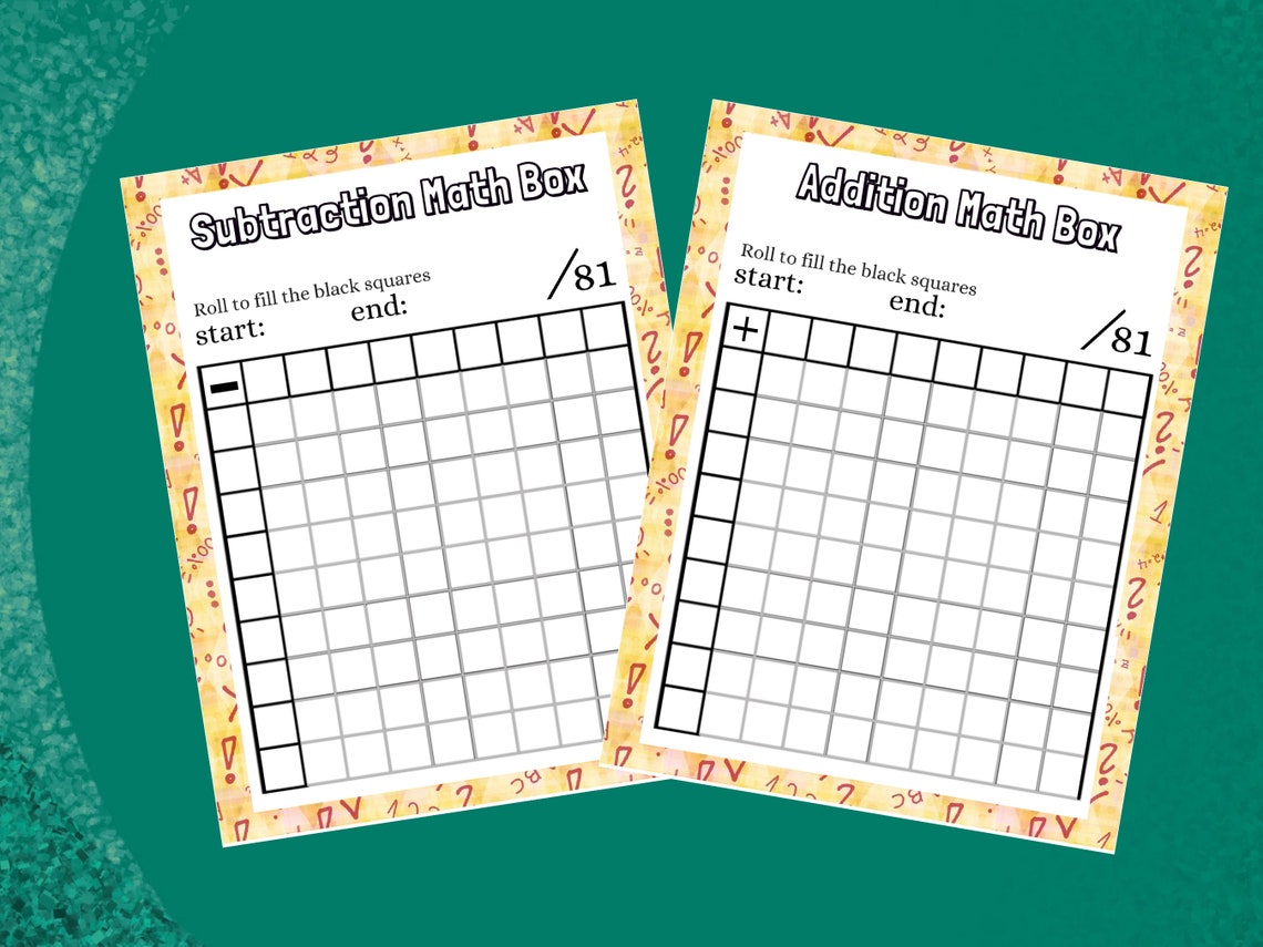 Printable Hundred Box Calculation Plus Printable Dice Plus 22 Printable ...