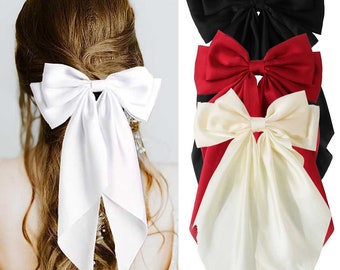 Ivory Bow Hair Clip Ribbon Bowknot Spring Clip Satin Barrettes