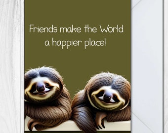 Best Friend Card Birthday Thank You Missing You Friendship Love Special Sloth