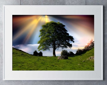 Sycamore Gap Hadrians Wall Special Heavenly Edition Limited Art Print