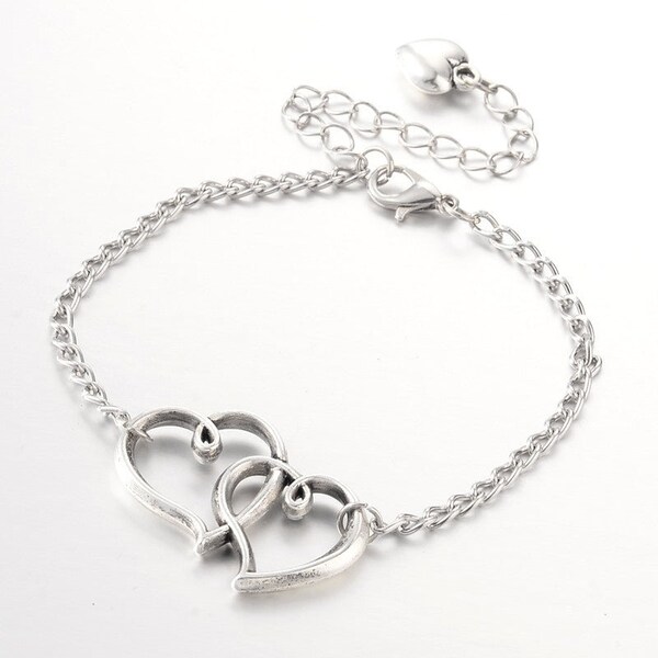 Double Heart Bracelet for Mum, Daughter, Sister