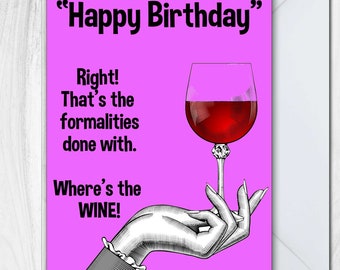 Open Birthday Cards Wine Family Friends Women Men