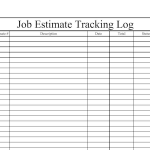 Construction Job Estimate Log Template - EDITABLE & PRINTABLE PDF/doc on Microsoft Edge/Google Chrome/Microsoft Word/Excel/Google Sheets
