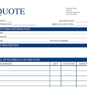 Navy Blue Quote Template - EDITABLE & PRINTABLE PDF/doc on Microsoft Edge/Google Chrome/Microsoft Word/Adobe/Google Doc
