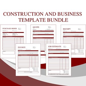 Dunkelrotes Bau & Business Bundle | PDF/doc auf iPhone/Microsoft Edge/Google Chrome/Microsoft Word/Adobe
