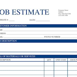 Navy Blue Construction Job Estimate Template - EDITABLE & PRINTABLE PDF/doc on iPhone/Microsoft Edge/Google Chrome/Microsoft Word/Adobe