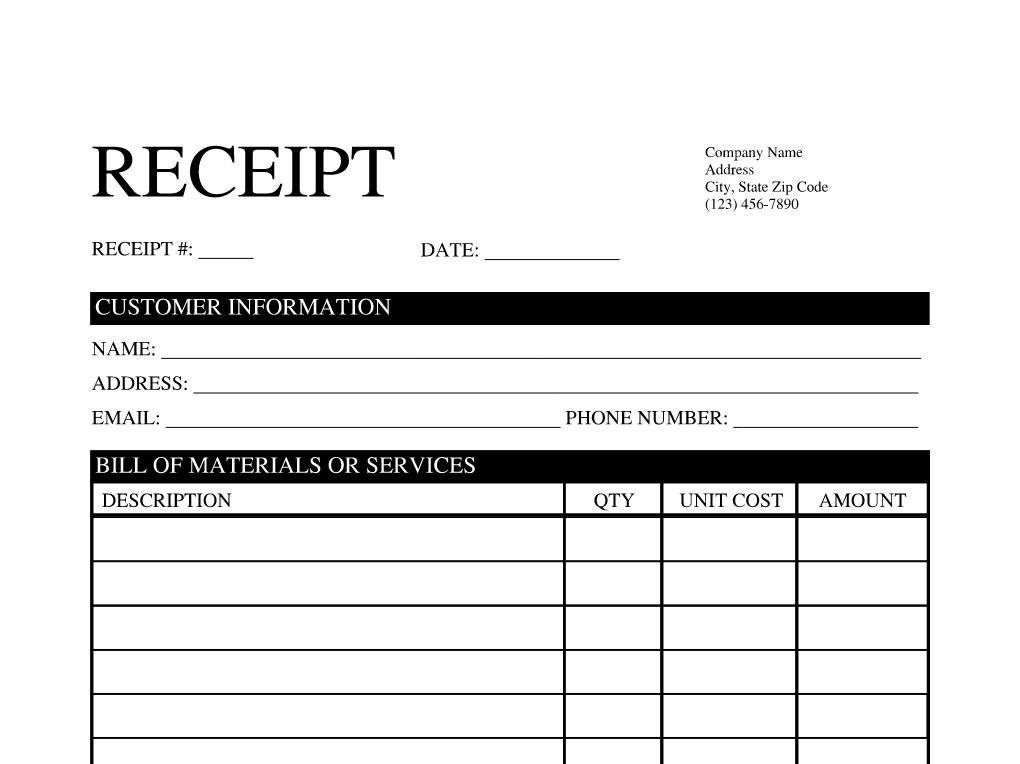Receipt Template - EDITABLE & PRINTABLE Pdf/doc on Microsoft Edge