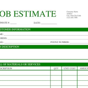 Green Construction Job Estimate Template - EDITABLE & PRINTABLE PDF/doc on iPhone/Microsoft Edge/Google Chrome/Microsoft Word/Adobe