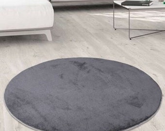 Round Shaggy Rug – Fluffy Faux Fur Area Rug – Soft Plush Carpet for Living Room & Bedroom