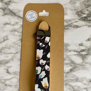 Floral Faux Leather Wristlet Keychain