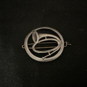 French vintage Brooch. French horn musicians brooch.