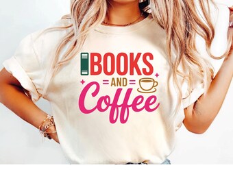 Camiseta de Libros y Café / Camiseta para amantes de la lectura, la taza de café y los libros