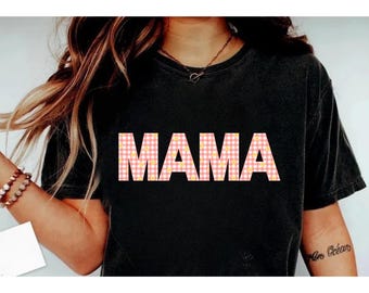 SVG de mamá / Diseño floral a cuadros para mamá / PNG de maternidad adorable / Descarga instantánea