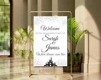 Disney Inspired Engagement Welcome Sign, Editable in Canva