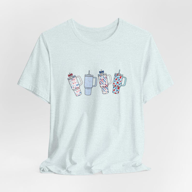 Fourth of July Stanley Cup Tee | Illustrated Tumbler Row Shirt image 3