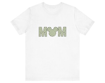 Camiseta de mamá con orejas de Mickey y estampado de tablero de ajedrez