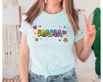 Camiseta Mama Rainbow Autism / Diseño adorable de corazón, rompecabezas y estrella