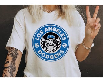 Camiseta inspirada en Starbucks de los Dodgers de Los Ángeles / Combinación de logotipos de los Dodgers