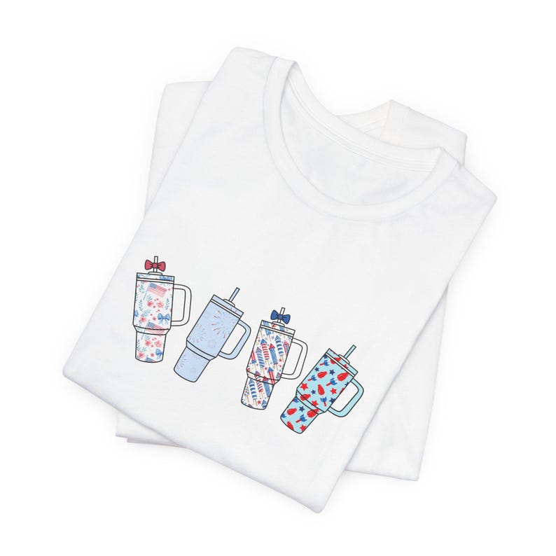 Fourth of July Stanley Cup Tee | Illustrated Tumbler Row Shirt image 5