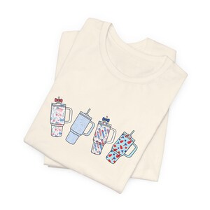 Fourth of July Stanley Cup Tee | Illustrated Tumbler Row Shirt image 4
