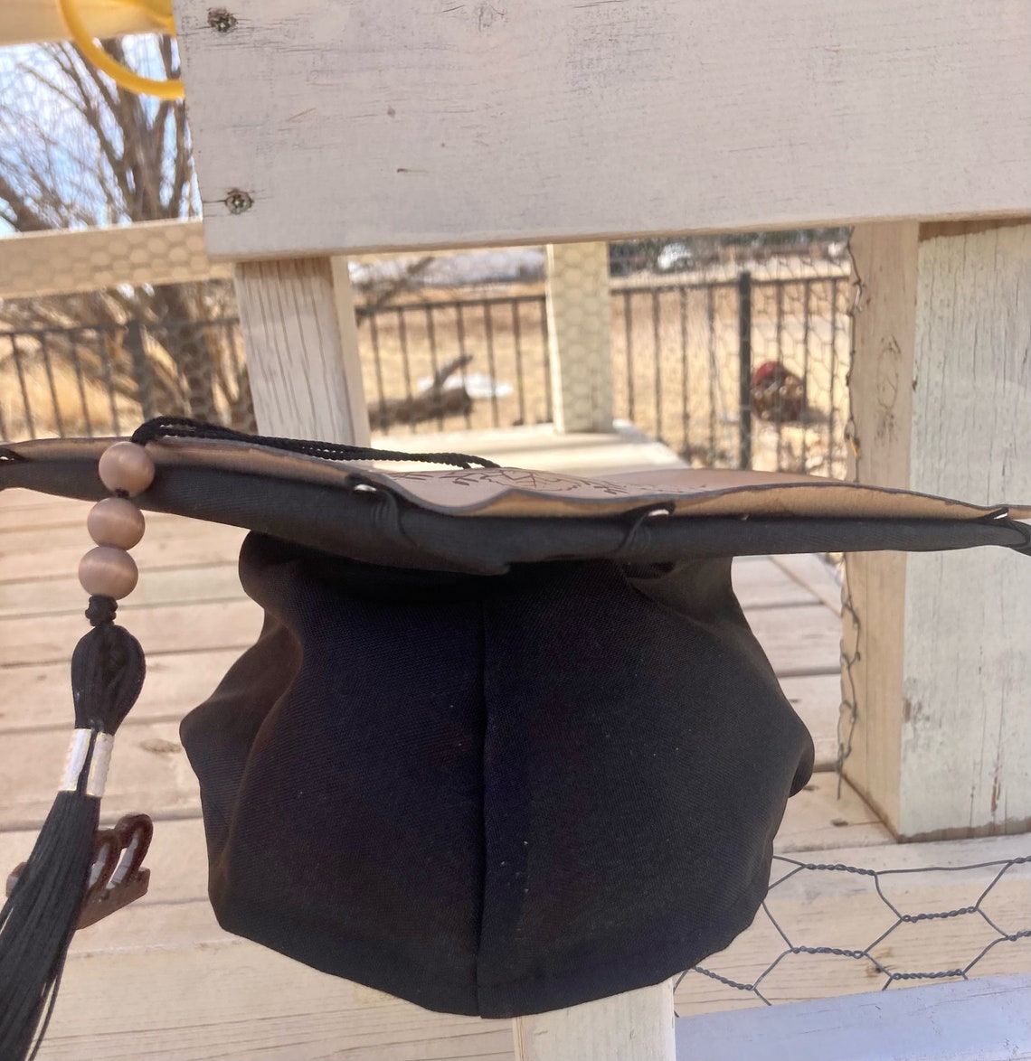 Leather Graduation Cap Topper Engraved REMOVABLE Hat Not - Etsy
