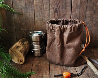 Campinggeschirr Tasche / Bushcraft Camping / Bushcraft Tasche / Gewachste Canvas Tasche / Beutel