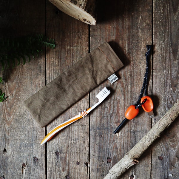 Zahnbürstentasche / Reisetasche für Zahnbürste / Gewachste Canvas Tasche / Bushcraft outdoor