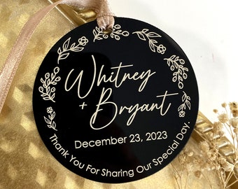 Wedding Favors for Guests in Bulk, Personalized Wedding Favors, Wedding Party Favors, Black Acyrlic Ornament, Bussiness Logo Christmas Favor