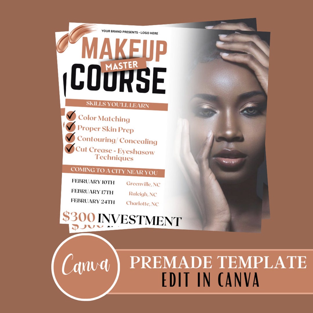 DIY Makeup Class Flyer Template Book Now Available Flyer Makeup Lashes