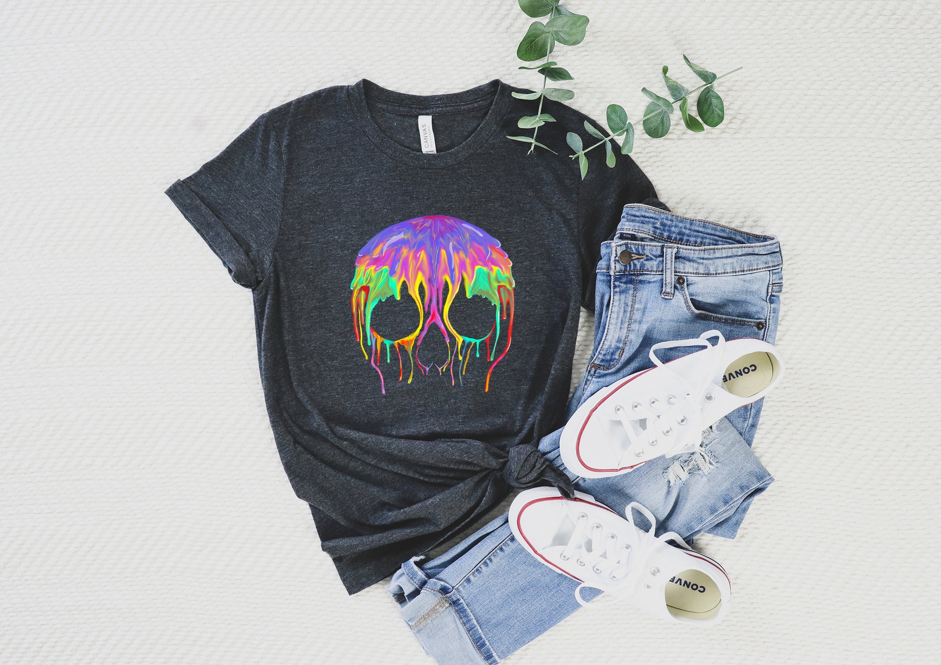 Discover Rainbow Skull Shirt, Dripping Colorful Skull Tee, Pride Shirt, LGBT Shirt, Pride Shirt, Pride, Gay Pride T-Shirt, Skeleton T Shirt