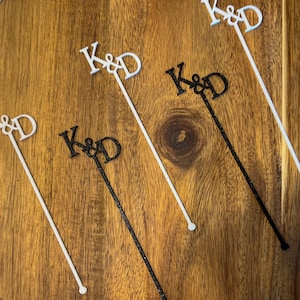 CUSTOM Drink Stirrers | Personalized Wedding Stir Sticks | Custom Initial Cocktail Stirrers | Birthday, Engagement Party | Drink Tags