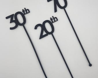 BIRTHDAY Drink Stirrers | Personalized Birthday Stir Sticks | Custom Number Cocktail Stirrers | Birthday Party, 21st, 50th | Drink Tags