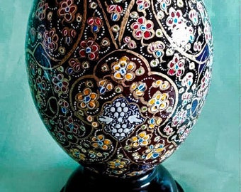 Hand Painted Ostrich Egg, Painted Egg, Decorative Paited Egg