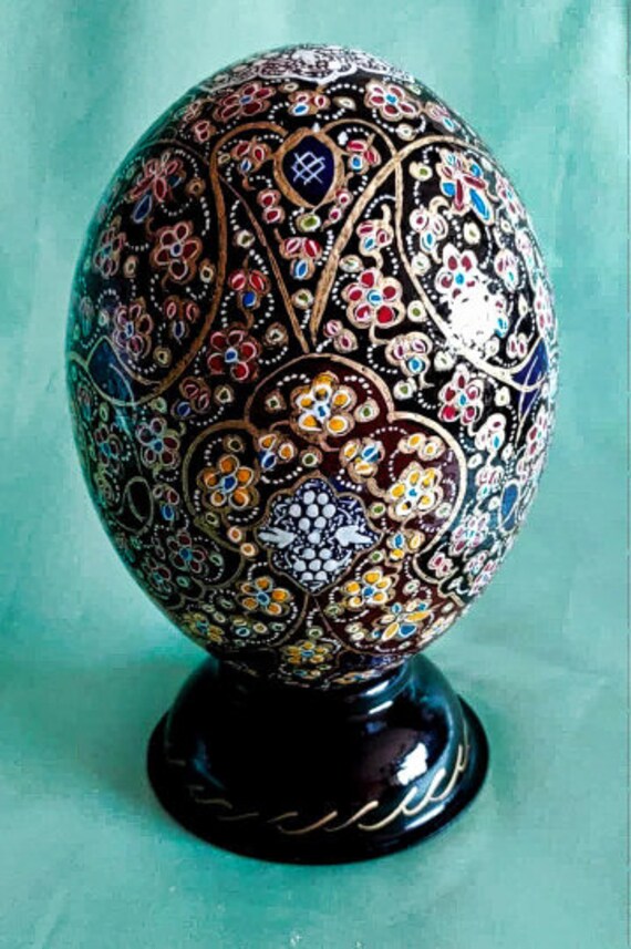 Hand Painted Ostrich Egg, Painted Egg, Decorative Paited Egg - Etsy