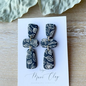Flower handmade clay earrings | Dangle clay earrings