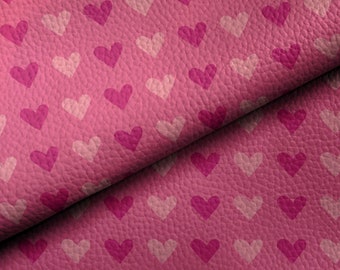Hearts - Pink | Faux Leather Sheets | Faux Leather | Faux Rolls | Leatherette | Bows | Earrings | Printed Faux Leather