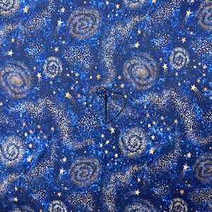 Printed Bamboo Spandex Fabric by the yard 4 Way Stretch Knit Pajama Fabric Gender Neutral Night Sky Starry Sky Boy