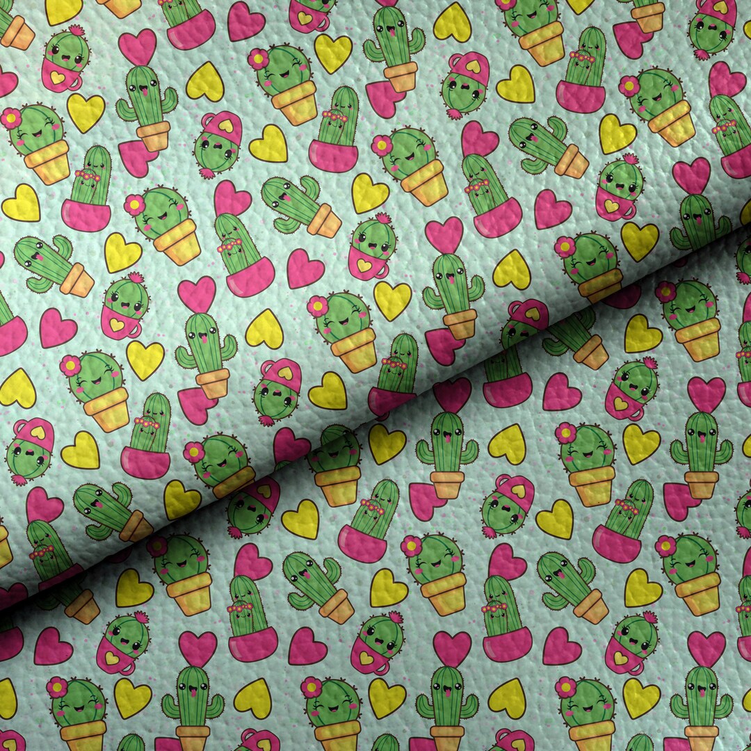 Kawaii Cactus ST0089 Faux Leather Sheets Faux Leather Faux Rolls ...