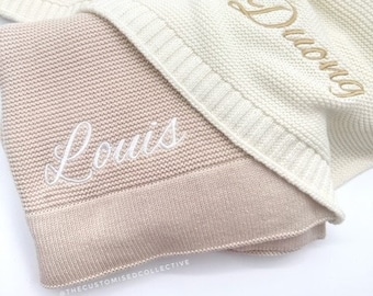 PERSONALISED EMBROIDERED baby blanket - name embroidery I Embroidered name blanket, personalised baby shower gift