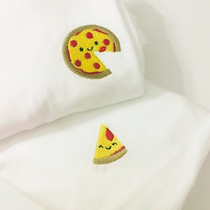 Valentines Day Shirts  I Couple Pizza Slice Embroidered Shirt Set I Pepperoni Pizza I