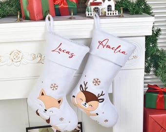 Calcetines navideños personalizados con nombre bordado, calcetines navideños familiares personalizados, calcetines bordados con monograma de nombre.