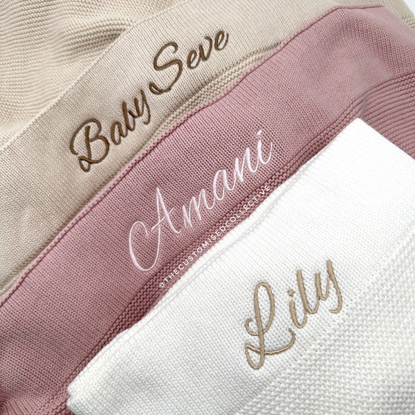 EMBROIDERED PERSONALISED  baby BLANKET - name embroidery I Embroidered name blanket, personalised baby shower gift, embroidered baby blanket