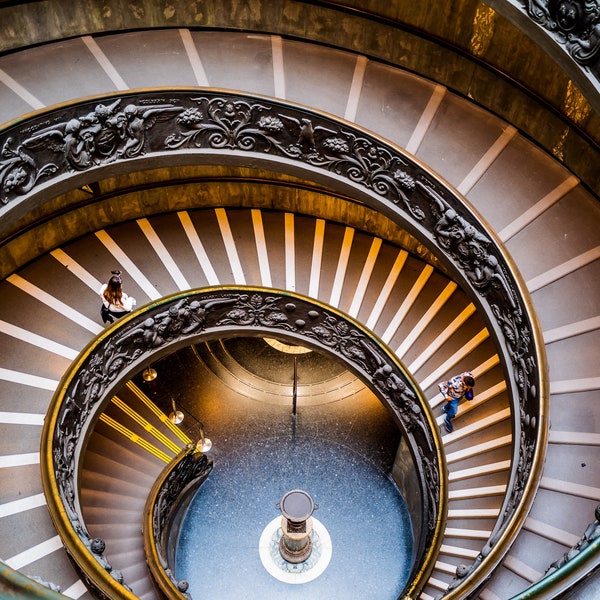 Gallery Canvas Print | Spiral Stairs at the Vatican Museum | Rome Italy
