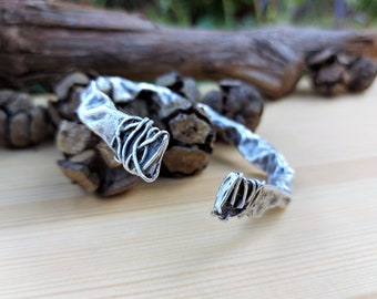 Antique Silver Bracelet, Open Bangle Bracelet, Twisted Cuff Bracelet, Silver plated Statement Cuff, Adjustable Women Bangle, Gift for Her