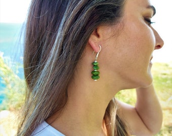 Luck Attracting Green Jade Earrings, 925K Sterling Silver , Healing Crystal Earrings, Birthstone of Taurus, Gemini and Libra, Gift for Her