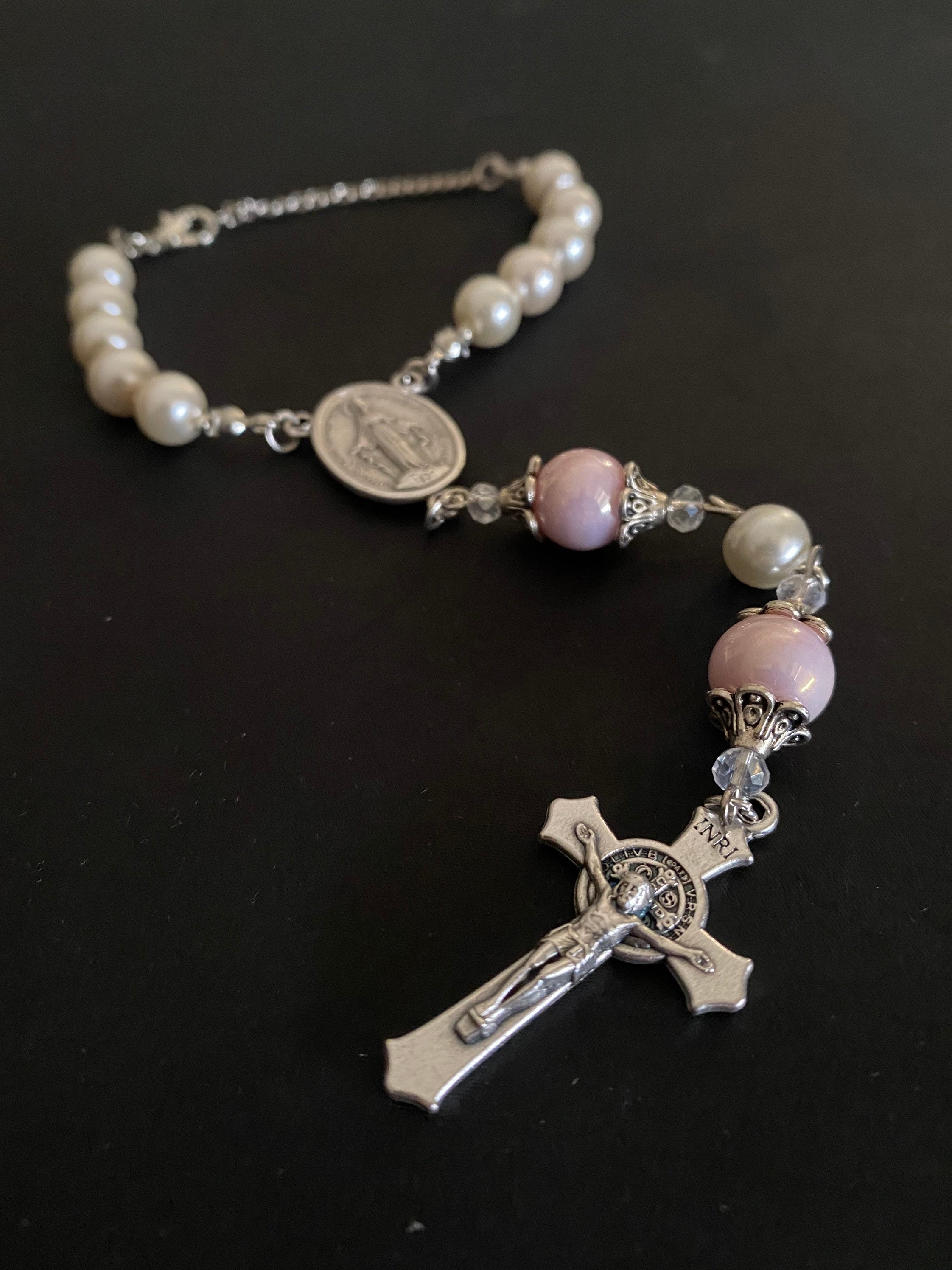 Personalized Hanging Rosary Bead Christening Gift First Etsy