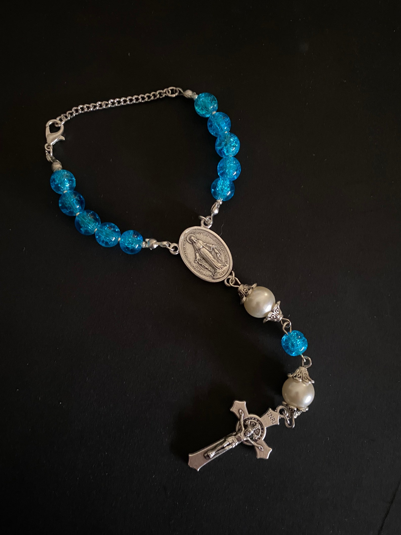 Personalized Hanging Rosary Bead Christening Gift First Etsy