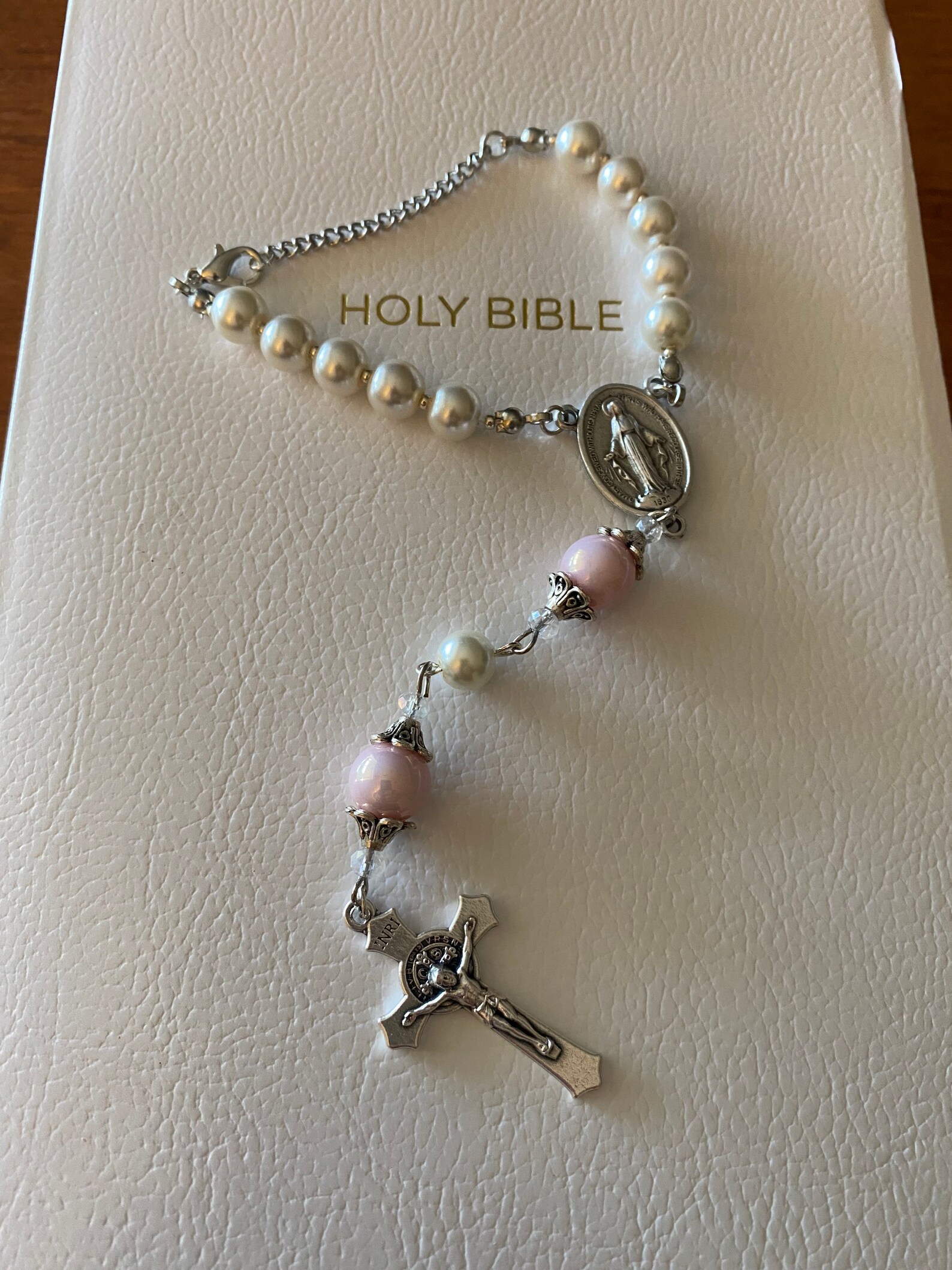 Personalized Hanging Rosary Bead Christening Gift First Etsy