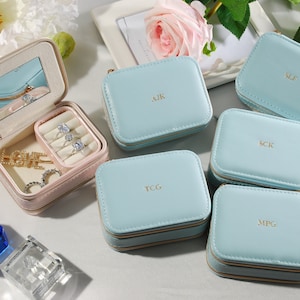 Monogrammed Travel Jewelry Box,Bridesmaid Gifts With Custom Names,Personalized Travel Jewelry Organizer,Personalized Travel Accessory Box